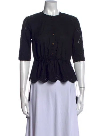 Pre-owned Ulla Johnson Three-quarter Sleeve Blouse In Black
