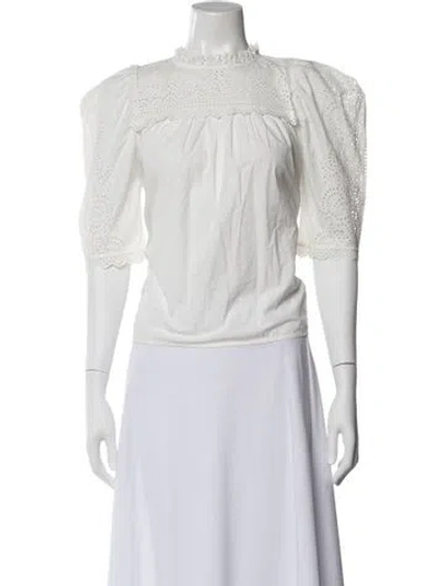 Pre-owned Ulla Johnson Three-quarter Sleeve Blouse In White