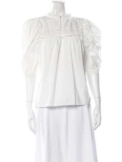 Pre-owned Ulla Johnson Three-quarter Sleeve Blouse In White