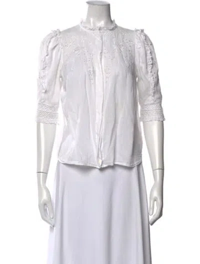 Pre-owned Ulla Johnson Three-quarter Sleeve Blouse In White