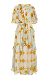 Ulla Johnson Tida Ruffled Silk Dress In Multi