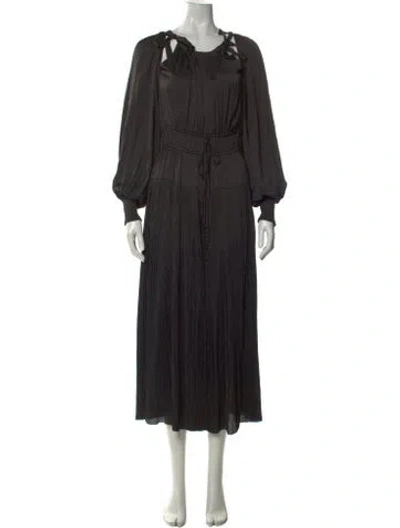 Pre-owned Ulla Johnson Tie Neck Long Dress In Black