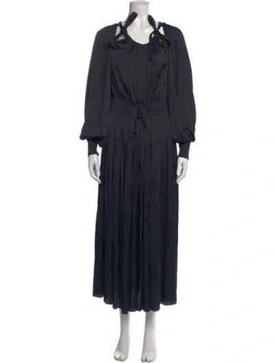 Pre-owned Ulla Johnson Tie Neck Long Dress In Black