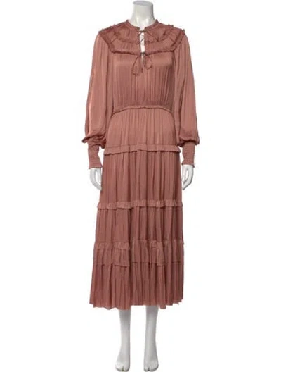 Pre-owned Ulla Johnson Tie Neck Long Dress In Pink