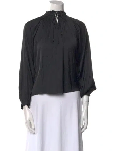Pre-owned Ulla Johnson Tie Neck Long Sleeve Blouse In Black