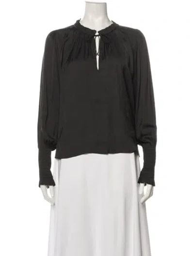 Pre-owned Ulla Johnson Tie Neck Long Sleeve Blouse In Black