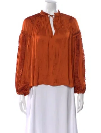 Pre-owned Ulla Johnson Tie Neck Long Sleeve Blouse In Multi