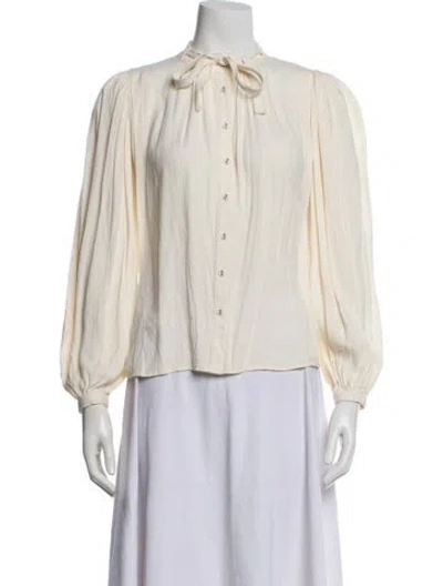 Pre-owned Ulla Johnson Tie Neck Long Sleeve Blouse In Neutral