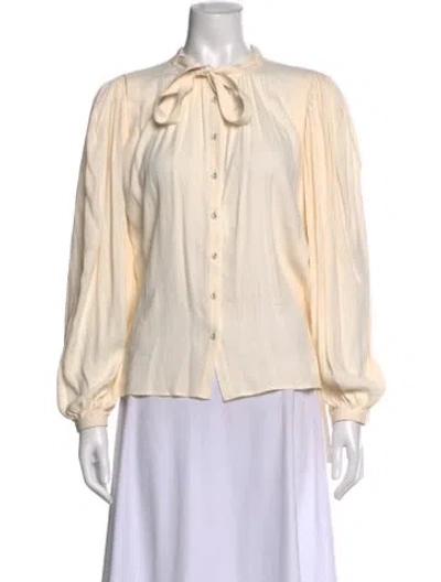 Pre-owned Ulla Johnson Tie Neck Long Sleeve Blouse In Neutral