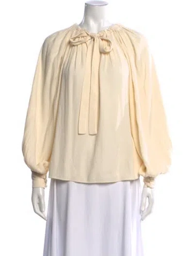 Pre-owned Ulla Johnson Tie Neck Long Sleeve Blouse In Neutral