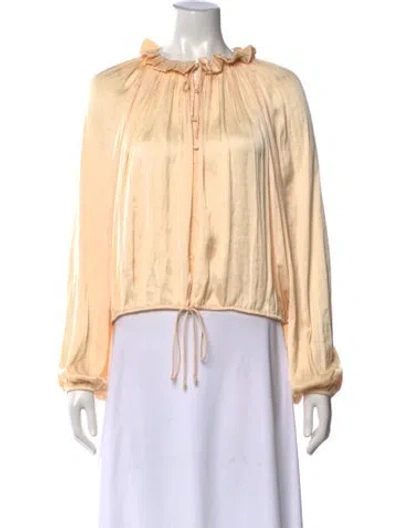 Pre-owned Ulla Johnson Tie Neck Long Sleeve Blouse In Neutral