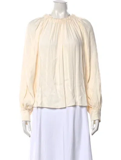 Pre-owned Ulla Johnson Tie Neck Long Sleeve Blouse In Neutral
