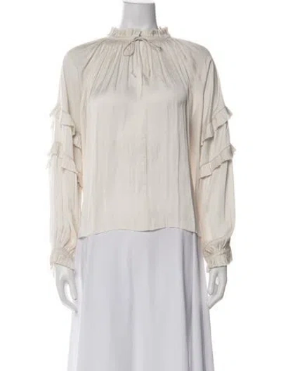 Pre-owned Ulla Johnson Tie Neck Long Sleeve Blouse In Neutrals