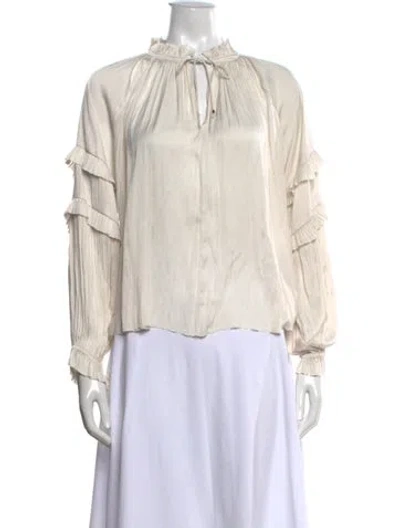 Pre-owned Ulla Johnson Tie Neck Long Sleeve Blouse In Neutrals