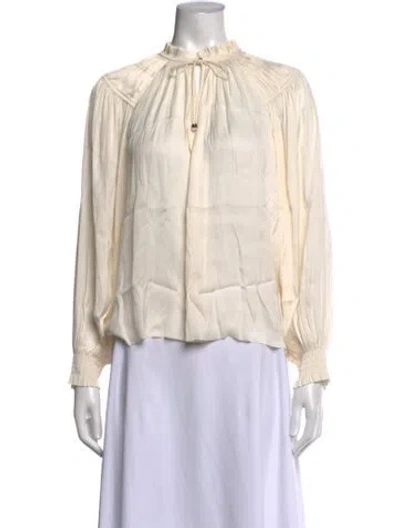 Pre-owned Ulla Johnson Tie Neck Long Sleeve Blouse In Neutrals