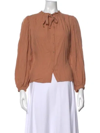Pre-owned Ulla Johnson Tie Neck Long Sleeve Blouse In Neutrals