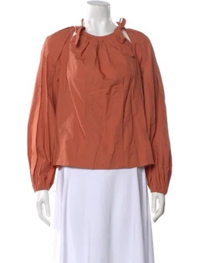 Pre-owned Ulla Johnson Tie Neck Long Sleeve Blouse In Orange
