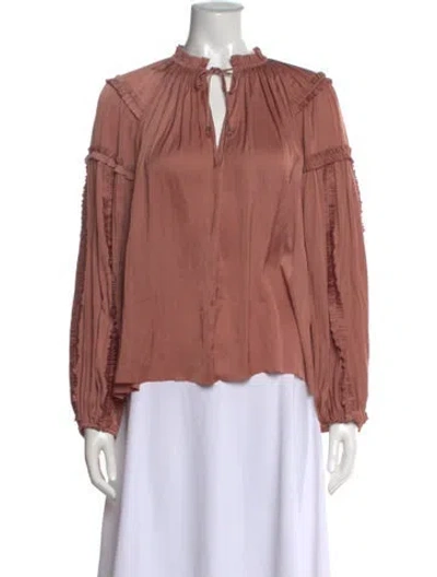 Pre-owned Ulla Johnson Tie Neck Long Sleeve Blouse In Pink