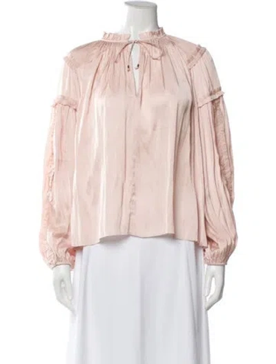 Pre-owned Ulla Johnson Tie Neck Long Sleeve Blouse In Pink