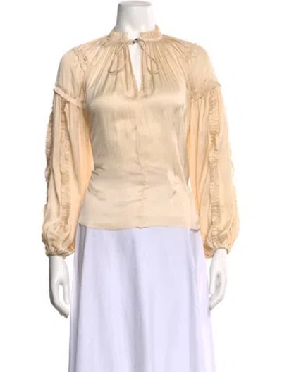 Pre-owned Ulla Johnson Tie Neck Long Sleeve Blouse In Pink