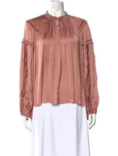 Pre-owned Ulla Johnson Tie Neck Long Sleeve Blouse In Pink
