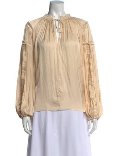 Pre-owned Ulla Johnson Tie Neck Long Sleeve Blouse In Pink