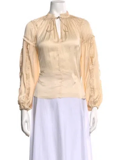 Pre-owned Ulla Johnson Tie Neck Long Sleeve Blouse In Pink