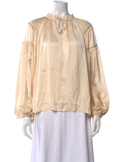 Pre-owned Ulla Johnson Tie Neck Long Sleeve Blouse In Pink