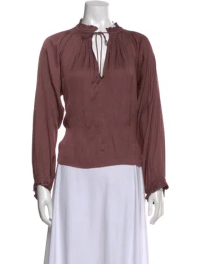 Pre-owned Ulla Johnson Tie Neck Long Sleeve Blouse In Purple