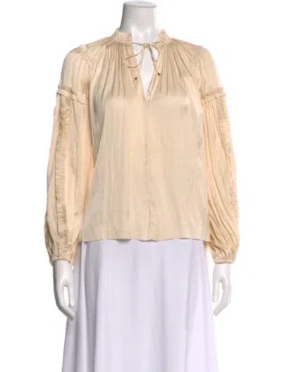 Pre-owned Ulla Johnson Tie Neck Long Sleeve Blouse W/ Tags In Pink