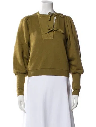 Pre-owned Ulla Johnson Tie Neck Long Sleeve Sweatshirt In Green