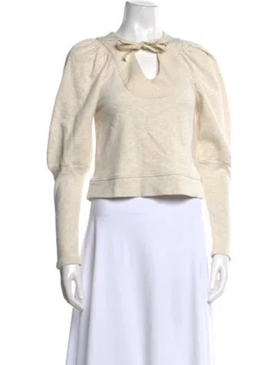 Pre-owned Ulla Johnson Tie Neck Long Sleeve Sweatshirt In Neutral