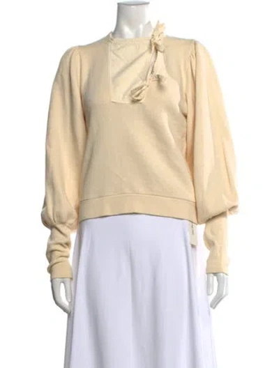 Pre-owned Ulla Johnson Tie Neck Long Sleeve Sweatshirt In Neutral