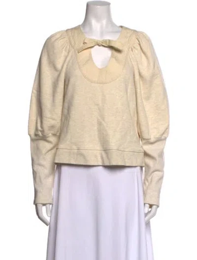 Pre-owned Ulla Johnson Tie Neck Long Sleeve Sweatshirt In Neutrals