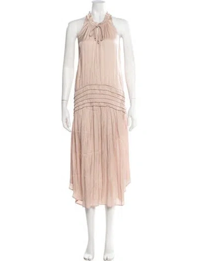 Pre-owned Ulla Johnson Tie Neck Midi Length Dress In Neutral