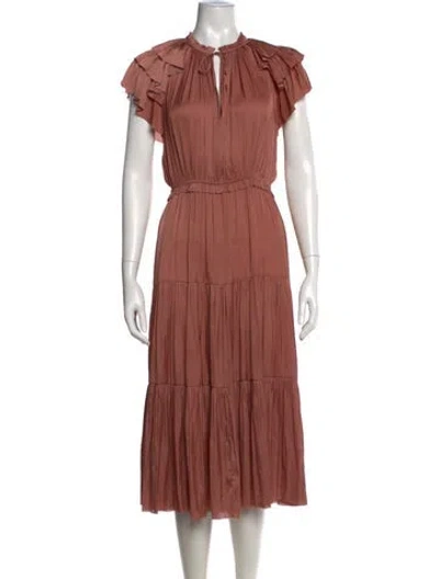 Pre-owned Ulla Johnson Tie Neck Midi Length Dress In Pink