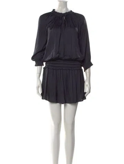 Pre-owned Ulla Johnson Tie Neck Mini Dress In Black