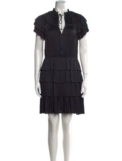 Pre-owned Ulla Johnson Tie Neck Mini Dress In Black