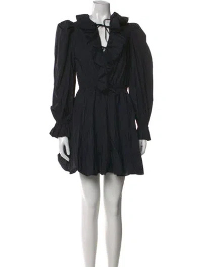 Pre-owned Ulla Johnson Tie Neck Mini Dress In Black