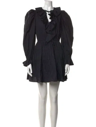 Pre-owned Ulla Johnson Tie Neck Mini Dress In Black