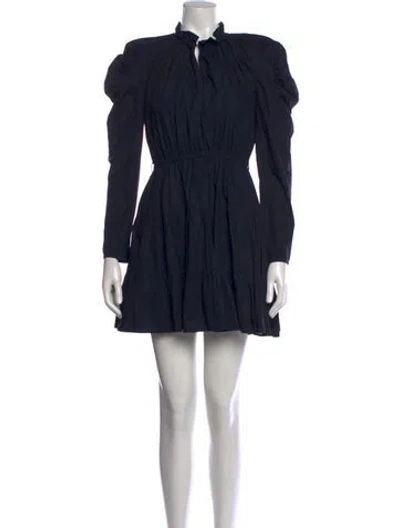 Pre-owned Ulla Johnson Tie Neck Mini Dress In Black