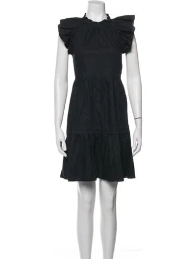Pre-owned Ulla Johnson Tie Neck Mini Dress In Black