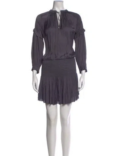 Pre-owned Ulla Johnson Tie Neck Mini Dress In Gray
