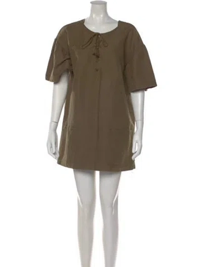 Pre-owned Ulla Johnson Tie Neck Mini Dress In Green