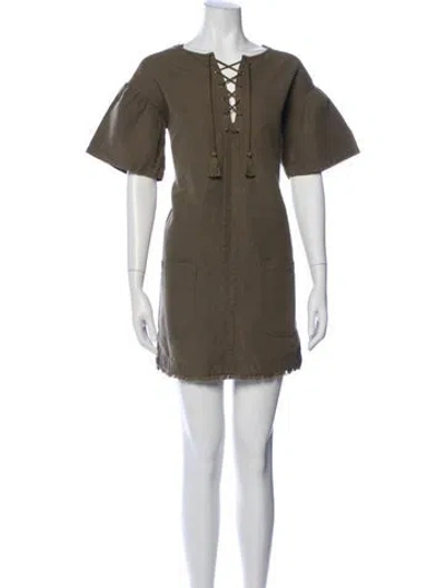 Pre-owned Ulla Johnson Tie Neck Mini Dress In Green