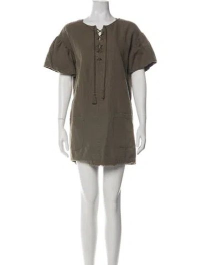 Pre-owned Ulla Johnson Tie Neck Mini Dress In Green