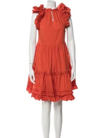 Pre-owned Ulla Johnson Tie Neck Mini Dress In Orange