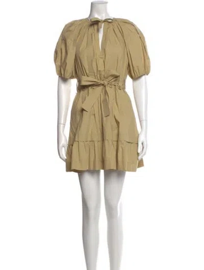 Pre-owned Ulla Johnson Tie Neck Mini Dress In Red