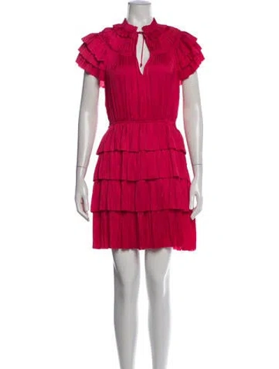Pre-owned Ulla Johnson Tie Neck Mini Dress In Red