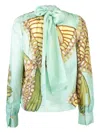 Ulla Johnson Tie-neck Ornament Blouse In Blue